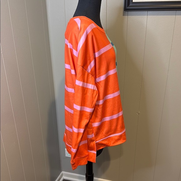 BiBi Women’s Medium Colorblock Crew Neck Sweatshirt - Orange and Mint - Picture 3 of 6